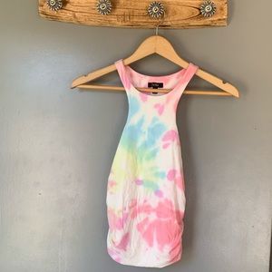 AFRM | NWOT Ruched Tie Dye Racerback Boho Tank Top Sleeveless Athletic Shirt